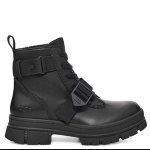 Ugg Ashton Lace-Up Leather Buckled Platform Cold Weather Booties